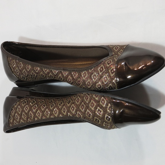 Soft Style a Hush Puppies Glittery Brown Flats - Picture 3 of 16